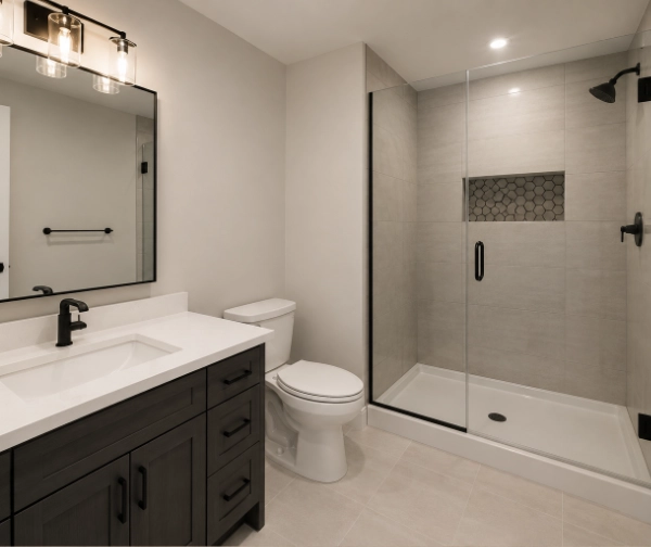 developed basement washroom in Airdrie